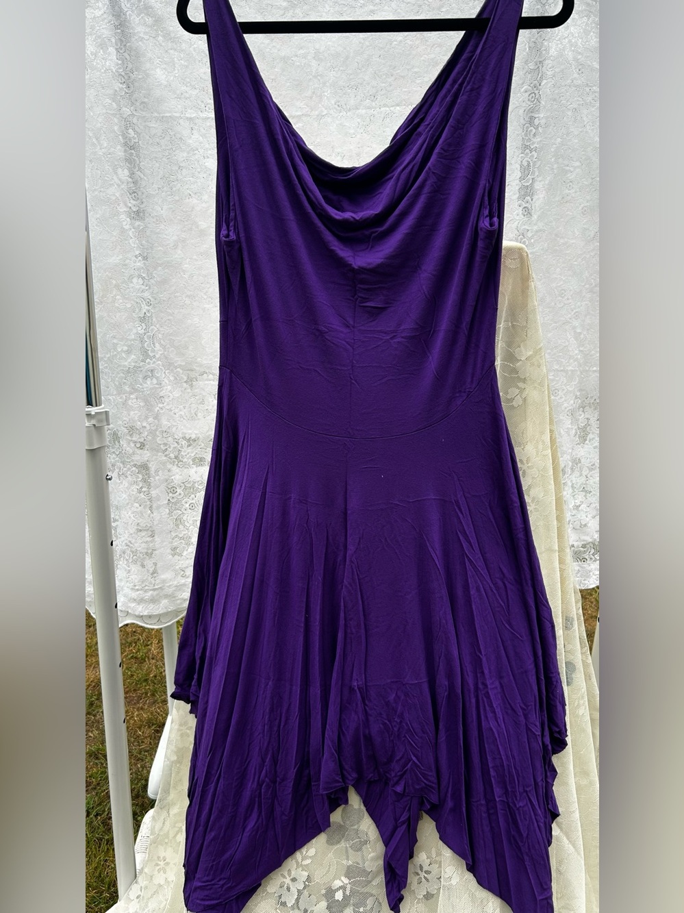 Women's Asymmetrical Cowl Neck Dress in Deep Purple